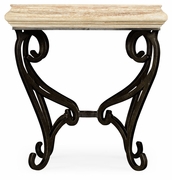 495178-LMA JC Edited Artisan Limed Wood Square Side Table With Wrought Iron Base