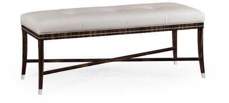 495188-AMA-L014 Jonathan Charles Macassar Ebony Bench, Upholstered in White Leather