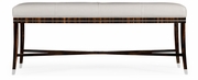 495188-AMA-L014 Jonathan Charles Macassar Ebony Bench, Upholstered in White Leather