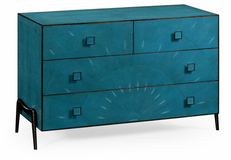 495201-SGT-BRO JC Modern Lux Teal Faux Shagreen And Bronze Legged Chest