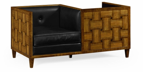 495298-DLF-L012 Jonathan Charles Cosmo Transitional Loveseat, Upholstered in Black Leather