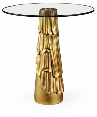 495302-GIL Jonathan Charles Versailles Gilded Antique Gold Leaf Round Drink Table