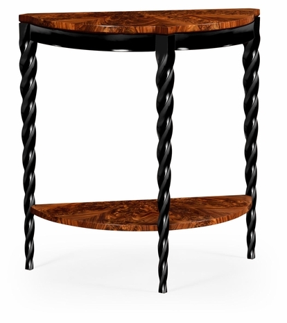 495338-TWC-BLA JC Modern Twist Demilune Console With Black Twisted Legs