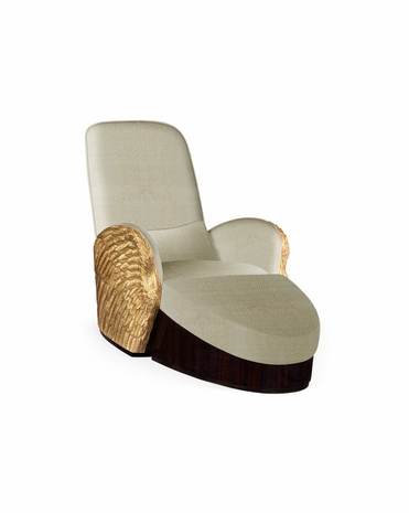 495349-GIL Jonathan Charles Icarus Gold-Leaf Gilded Angel Wing Chair With Ottoman
