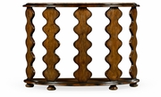 495386-RWL Jonathan Charles Demilune Console Table in Rustic Walnut