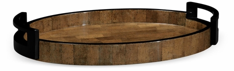 495484-20W-EC004 JC Modern Indochine Large Elliptical Tray In Brown Brick Eggshell