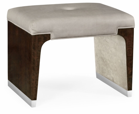 495550-BEC-L013 JC Modern Belgravia Dressing Stool In Grey Leather