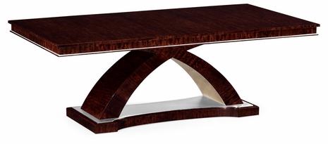 495646-62L-BEC JC Modern Belgravia 62" Rectangular Dining Table In Figured Eucalyptus With Stainless Steel Detailing