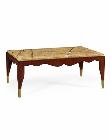 495654-MAG Jonathan Charles Cosmo Mahogany Coffee Table With Bidasar Gold Marble Top