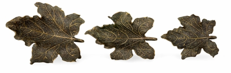 495685-DRB Jonathan Charles Three Rustic Bronze Leaf Dishes