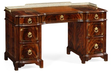 495697-AMB Jonathan Charles Federal Style Mahogany Desk with Base Inlay