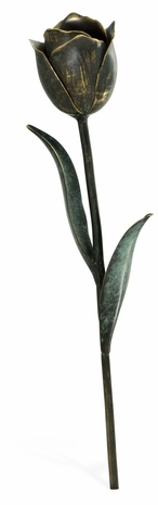 495753-DKB Jonathan Charles Cosmo Tulip Flower In Dark Bronze With Verdigris