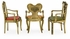 495771-BRS-036 Jonathan Charles Cosmo Set Of Miniature Brass Chairs With Leather Seats