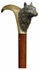495883-MAH Jonathan Charles Curated Mahogany Walking Stick With Brass Wolf Topper