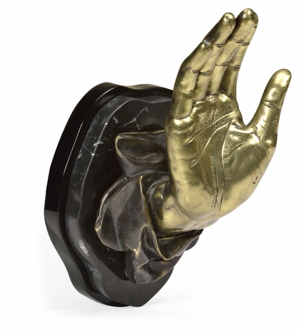 495922-BLT Jonathan Charles Single Light Brass Open Face Palm