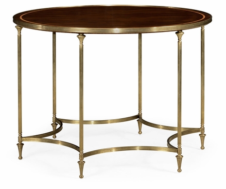495926-SAD-BAS Jonathan Charles Curated Round Dark Santos & Brass Centre Table With Six Leg Base