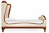 498123-USQ-BRW-L025 Jonathan Charles US Queen Louis XV Style Burl Walnut Bed, Upholstered in Cream Leather