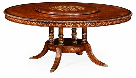 499010-70D-BRW Jonathan Charles 70" Burl & mother of pearl round 70 3/4" dining table