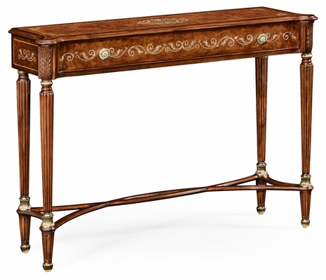 499207-BRW Jonathan Charles Duchess Burl & Mother Of Pearl Console