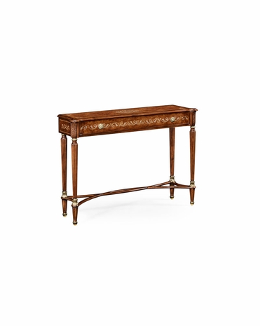 499207 Jonathan Charles Duchess Burl & Mother Of Pearl Console with Burr Walnut Light - Nc High Lustre On Veneer Finish