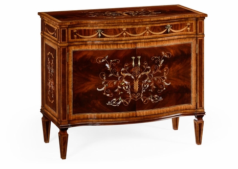 499341-MAM Jonathan Charles Regency Small Mahogany & Mother Of Pearl Side Cabinet