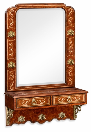499395 Jonathan Charles Duchess Burl And Mother Of Pearl Inlaid Hall Mirror