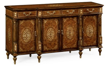 499416-BRW-MOP Jonathan Charles Duchess Burl And Mother Of Pearl Inlaid Sideboard (Wood Door)