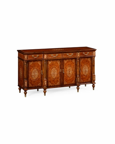 499416 Jonathan Charles Duchess Burl And Mother Of Pearl Inlaid Glazed Display And Entertainment Cabinet (Wood Door) with Burr Walnut Light - Nc High Lustre On Veneer Finish