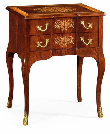 499488-MAM-MOP Jonathan Charles Regency Mahogany Bedside Chest With Mother Of Pearl & Marquetry