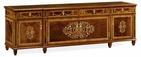 499489-MAM-MOP Jonathan Charles Regency Mahogany Entertainment Cabinet With Mother Of Pearl And Marquetry