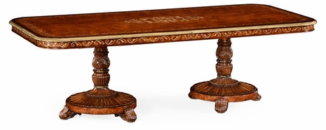 499500 Jonathan Charles Duchess 102" Rectangular Burl Walnut & Mother Of Pearl Dining Table
