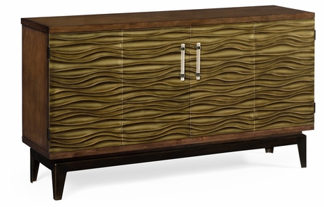 500011-GBP JC Modern Eclectic Chestnut Cabinet With Textured Bronze Antique Rub-Through Doors