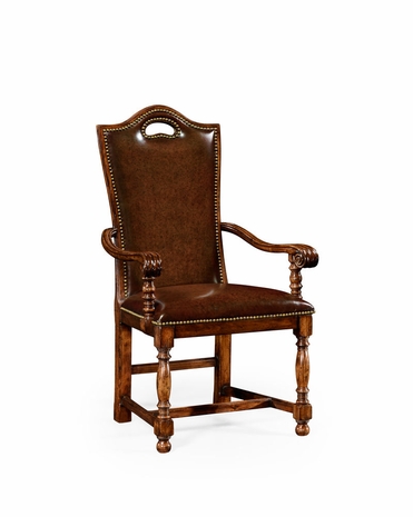 50001D Jonathan Charles Country Farmhouse Walnut Dining Arm Chair