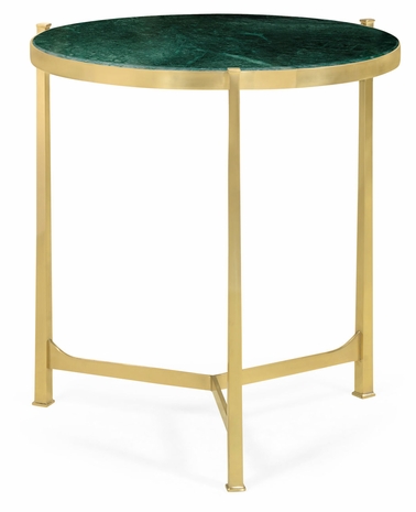 500043-BRH-M002 JC Modern Lux Polished Solid Brass Lamp Table With Green Napoly Marble Top (Large)