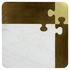 500178-WAT Jonathan Charles Rounded Square Autumn Walnut, Brass & Marble Puzzle Coffee Table