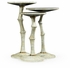 500187-EC002 Jonathan Charles Set of Three Bamboo Style Bone Eggshell & Cerused Oak Nesting Tables