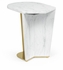 500194-MED-M025 Jonathan Charles Medium White Calacatta Marble & Brass End Table