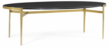 500230-BSG-ENO Jonathan Charles Oval Antique Satin Gold Brass & Ebonised Oak Dining Table