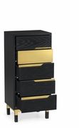 500231-ENO Jonathan Charles Contemporary Tall Ebonised Oak & Brass Chest of Five Drawers