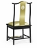 500250-SC-LBG-F011 Jonathan Charles Asian Fusion Black Gloss & Brass Dining Side Chair, Upholstered in Gold Silk
