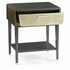 500276-WGE Jonathan Charles Contemporary Art Deco Dark Grey Walnut & Champagne Silver-leaf Bedside Table