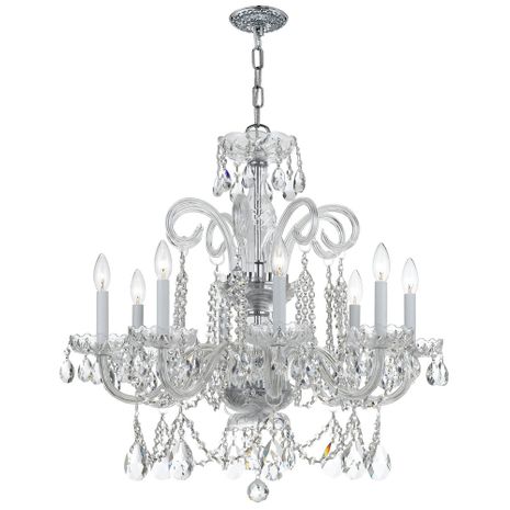 5008-CH-CL-S Crystorama Traditional Crystal 8 Light Swarovski Strass Crystal Polished Chrome Chandelier