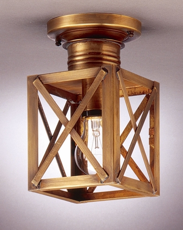 5014 Northeast Lantern Suffolk (1) Light Medium Base Flush Fixture With Multiple Glass & Finish Options
