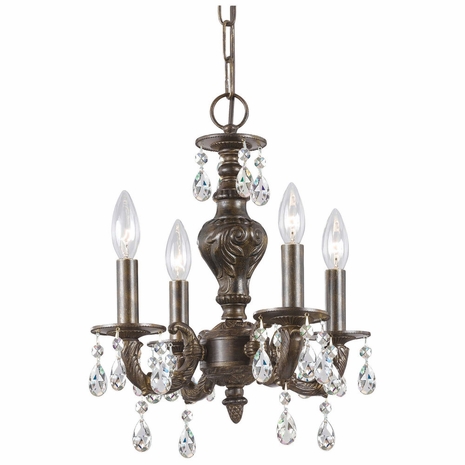 5024-VB-CL-MWP Crystorama Paris Market 4 Light Clear Crystal Venetian Bronze Mini Chandelier