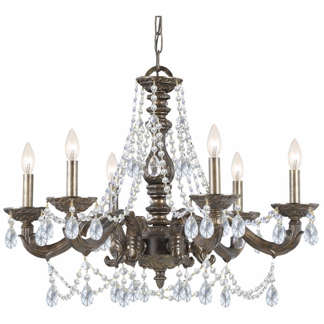 5026-VB-CL-MWP Crystorama Paris Market 6 Light Clear Crystal Venetian Bronze Chandelier