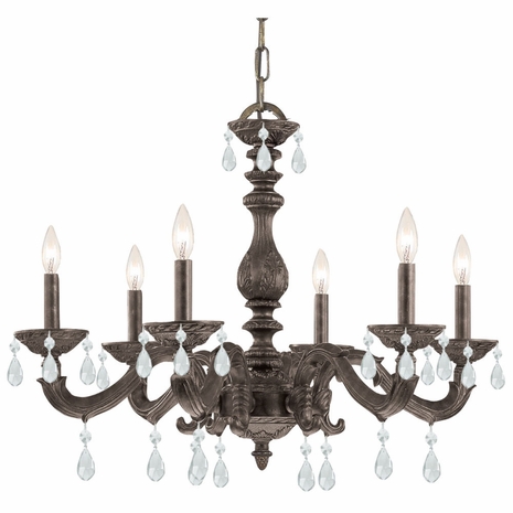 5036-VB-CL-S Crystorama Paris Market 6 Light Swarovski Strass Crystal Venetian Bronze Chandelier