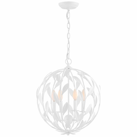 504-MT Crystorama Broche 4 Light Matte White Mini Chandelier