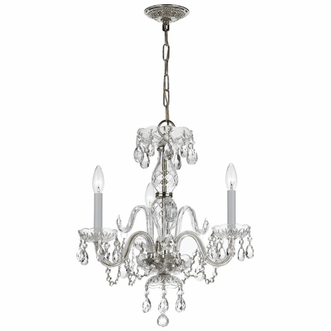 5044-CH-CL-S Crystorama Traditional Crystal 3 Light Swarovski Strass Crystal Polished Chrome Mini Chandelier