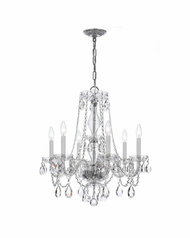 5086-CH-CL-I Crystorama Traditional Crystal 6 Light Clear Italian Crystal Polished Chrome Chandelier