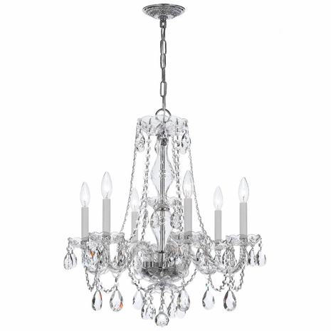 5086-CH-CL-MWP Crystorama Traditional Crystal 6 Light Crystal Polished Chrome Chandelier